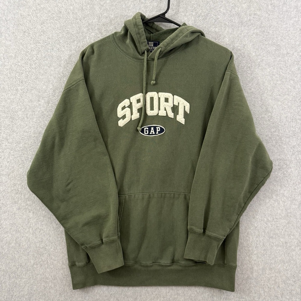 Vintage Gap Athletic Classic Sport Hoodie Green Mens Large Arch Logo Sweatshirt